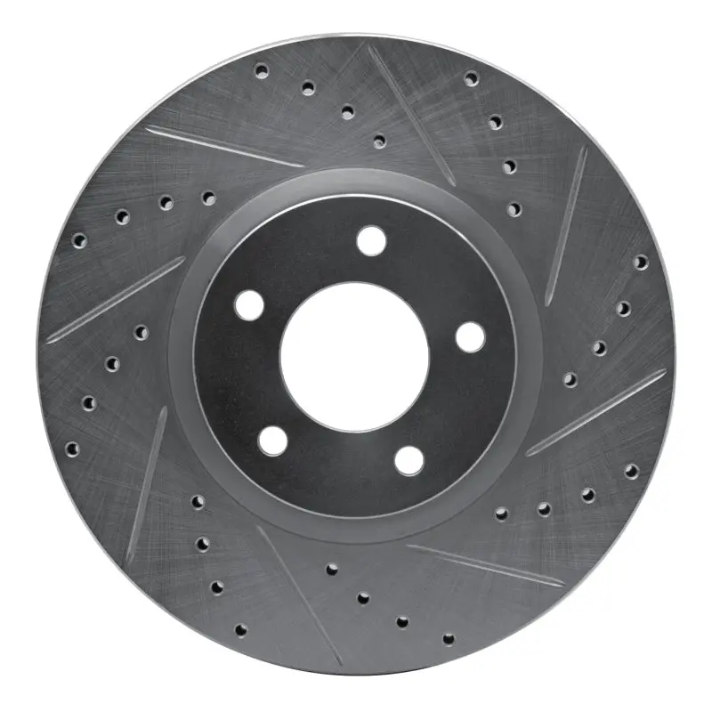 R1 07-13 Mazda 3 Front Right Drilled & Slotted Silver Brake Rotor 1