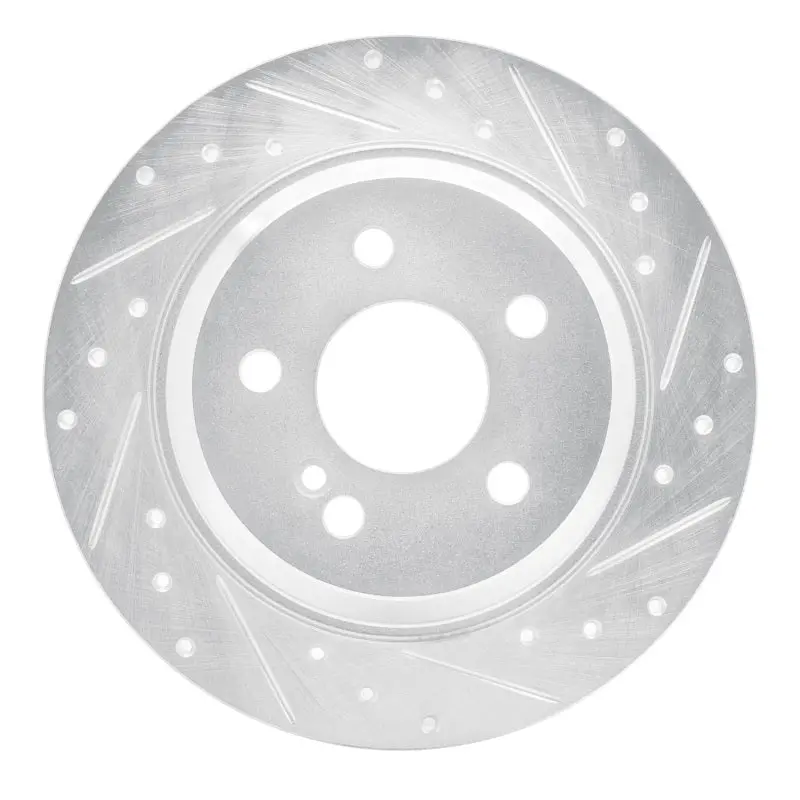 R1 07-13 Mercedes-Benz Cl550 Rear Right Drilled & Slotted Silver Brake Rotor 1
