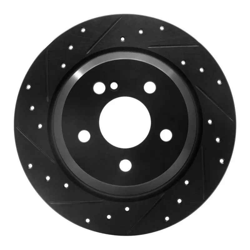 R1 07-13 Mercedes-Benz S550 Rear Left Drilled & Slotted Black Brake Rotor 1