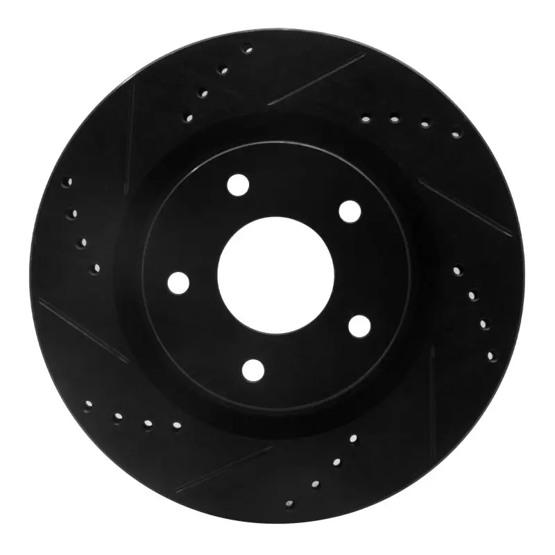 R1 07-13 Nissan Altima Front Left Drilled & Slotted Black Brake Rotor 1