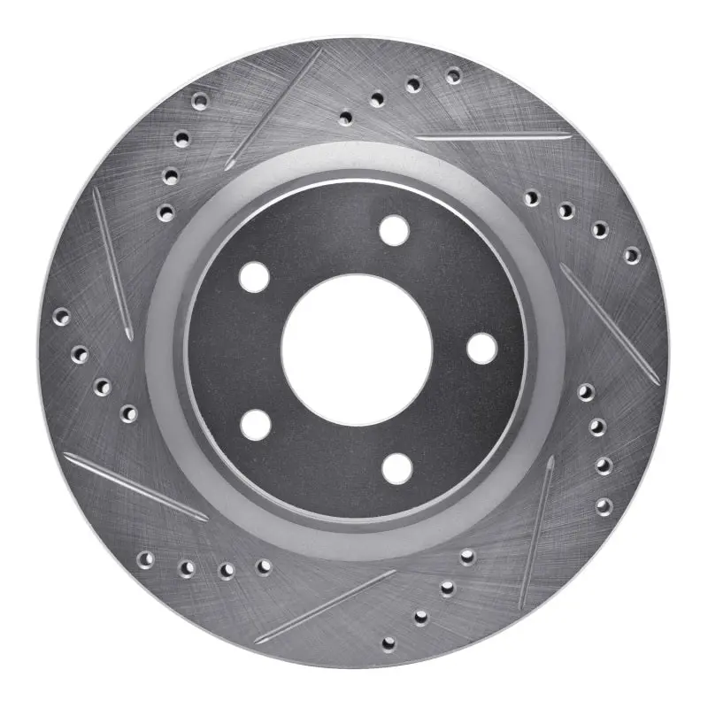 R1 07-13 Nissan Altima Front Left Drilled & Slotted Silver Brake Rotor 1