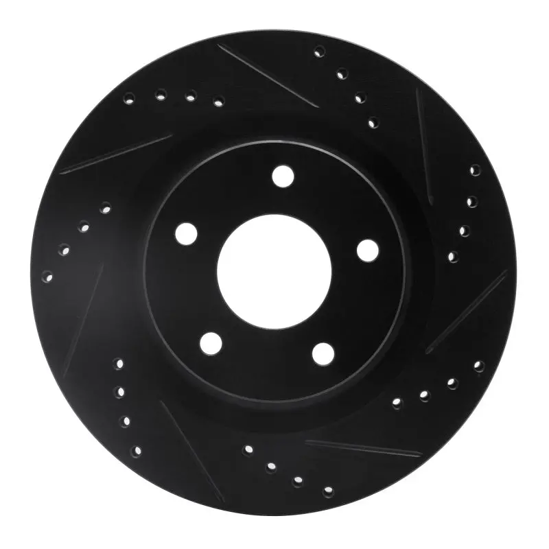 R1 07-13 Nissan Altima Front Right Drilled & Slotted Black Brake Rotor 1