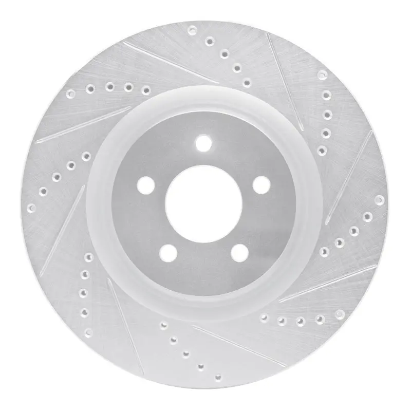 R1 07-14 Ford Mustang Front Right Drilled & Slotted Silver Brake Rotor 1
