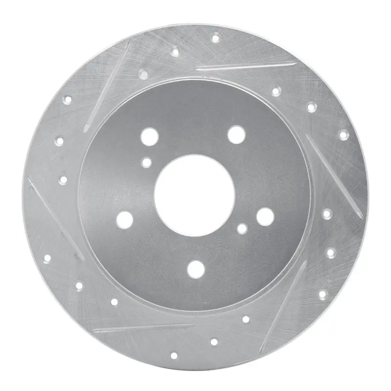 R1 07-14 Suzuki Sx4 Rear Left Drilled & Slotted Silver Brake Rotor 1