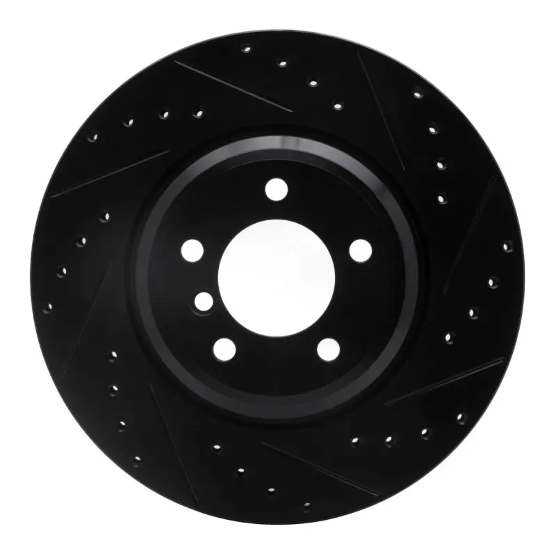 R1 07-15 Bmw 335I Front Right Drilled & Slotted Black Brake Rotor 1