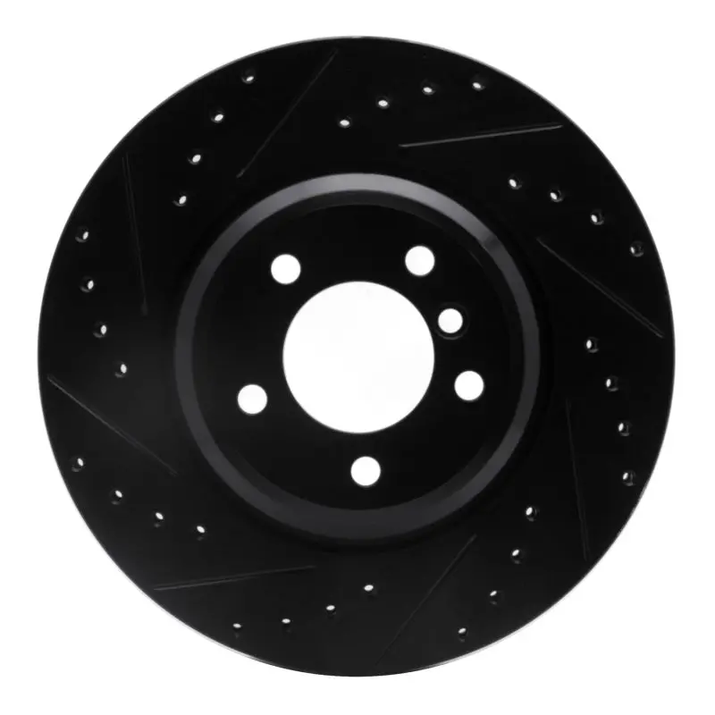 R1 07-15 Bmw 335I Xdrive Front Left Drilled & Slotted Black Brake Rotor 1