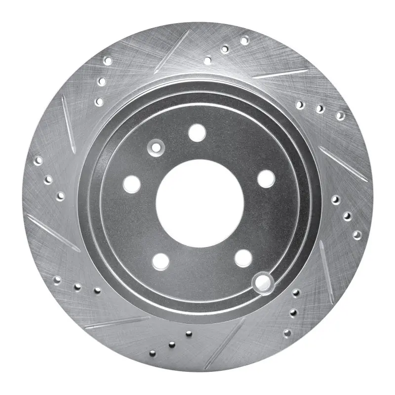 R1 07-15 Chevrolet Captiva Rear Left Drilled & Slotted Silver Brake Rotor 1