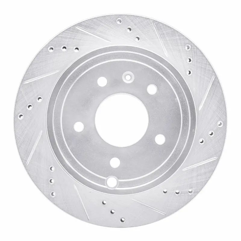R1 07-15 Chevrolet Captiva Rear Right Drilled & Slotted Silver Brake Rotor 1