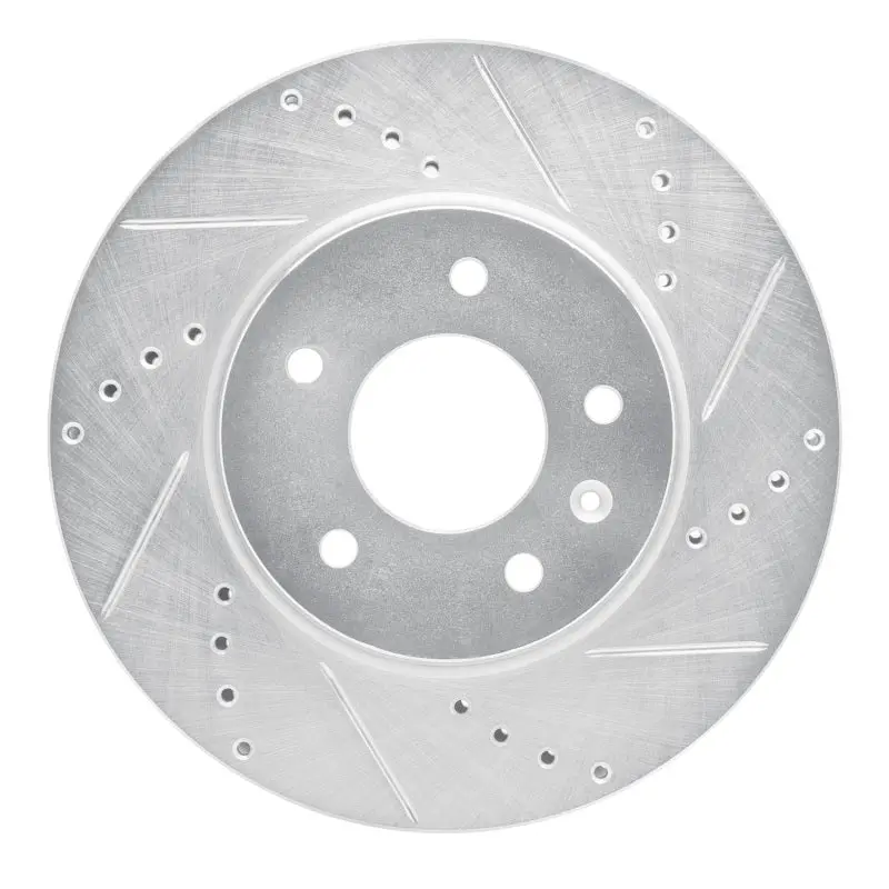 R1 07-15 Chevrolet Equinox Front Right Drilled & Slotted Silver Brake Rotor 1