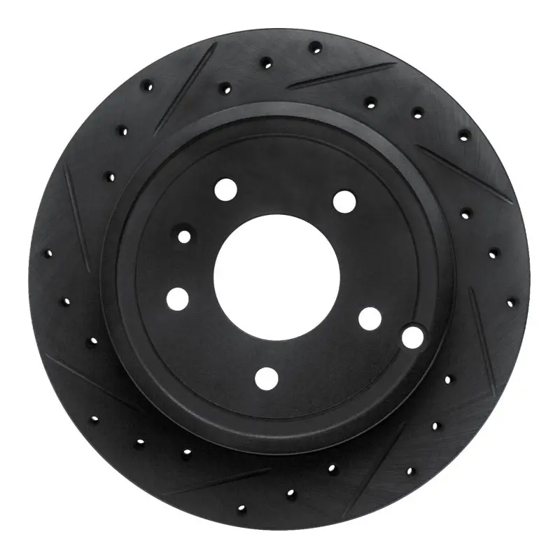R1 07-15 Chevrolet Equinox Rear Left Drilled & Slotted Black Brake Rotor 1
