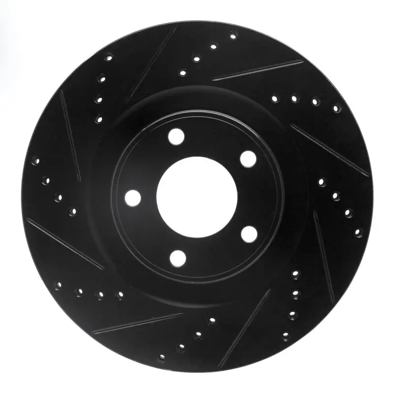 R1 07-15 Ford Edge Front Left Drilled & Slotted Black Brake Rotor 1
