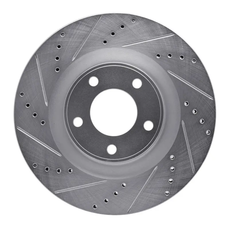 R1 07-15 Ford Edge Front Left Drilled & Slotted Silver Brake Rotor 1