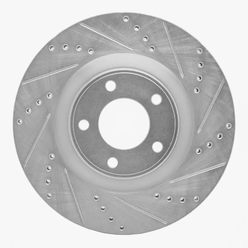 R1 07-15 Ford Edge Front Right Drilled & Slotted Silver Brake Rotor 1