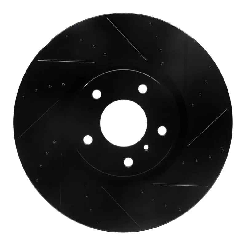 R1 07-15 Infiniti G35 Front Right Drilled & Slotted Black Brake Rotor 1