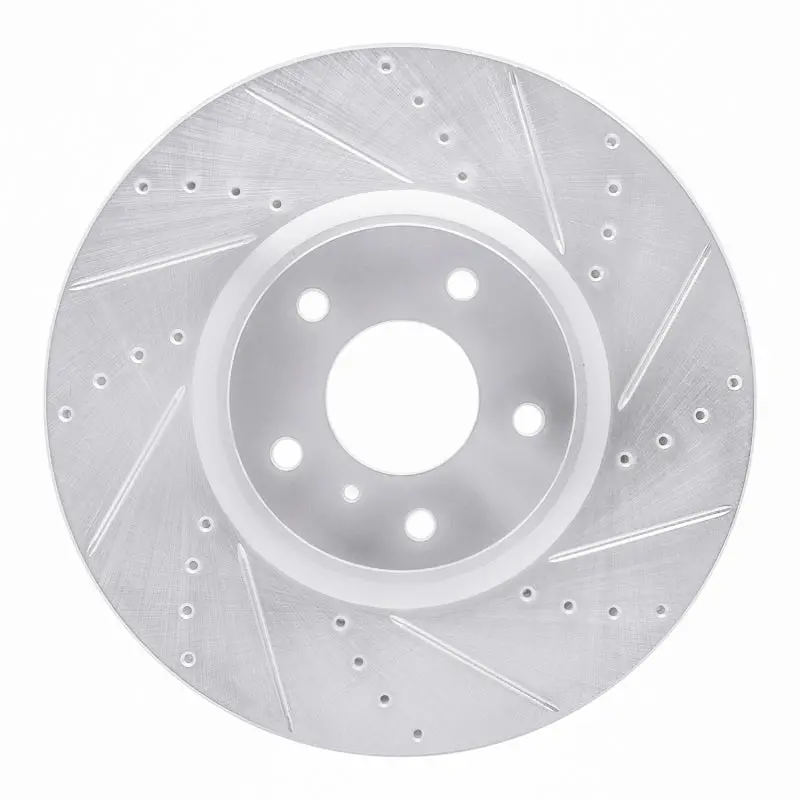 R1 07-15 Infiniti G35 Front Right Drilled & Slotted Silver Brake Rotor 1