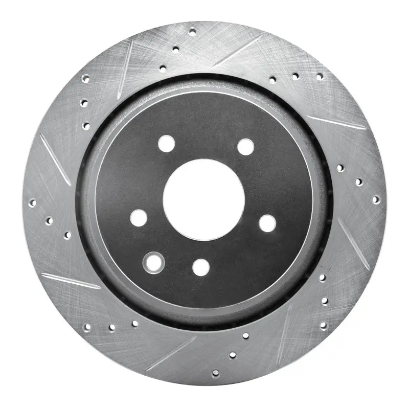 R1 07-15 Infiniti G37 Rear Left Drilled & Slotted Silver Brake Rotor 1