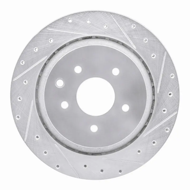 R1 07-15 Infiniti G37 Rear Right Drilled & Slotted Silver Brake Rotor 1