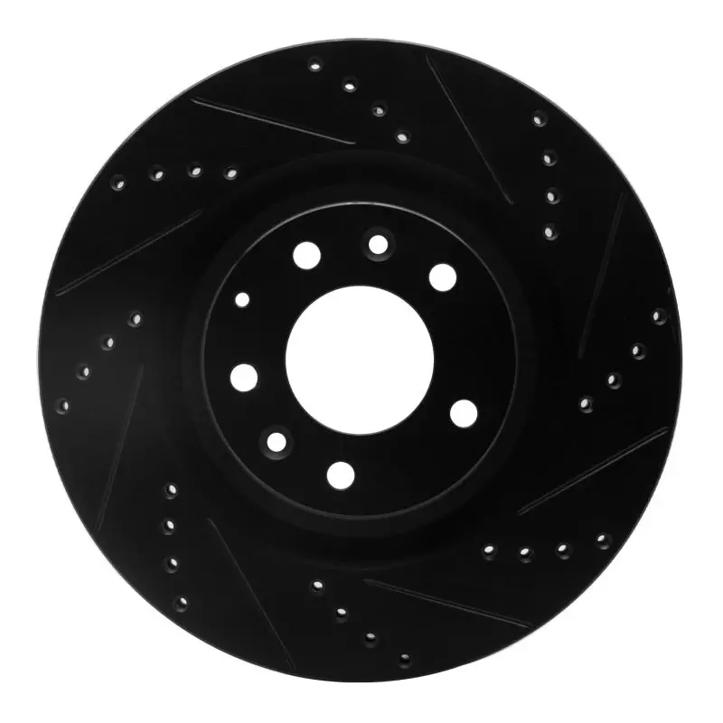 R1 07-15 Mazda Cx-9 Front Right Drilled & Slotted Black Brake Rotor 1