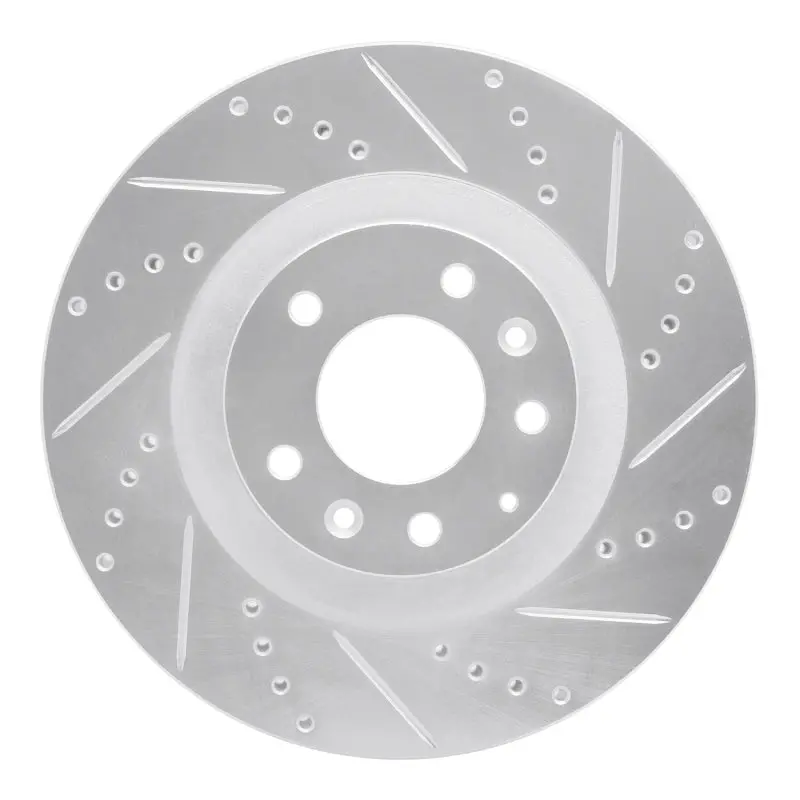 R1 07-15 Mazda Cx-9 Front Right Drilled & Slotted Silver Brake Rotor 1