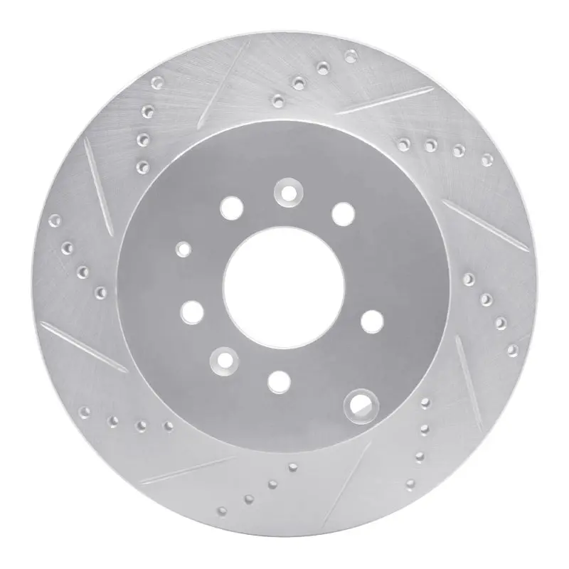 R1 07-15 Mazda Cx-9 Rear Left Drilled & Slotted Silver Brake Rotor 1