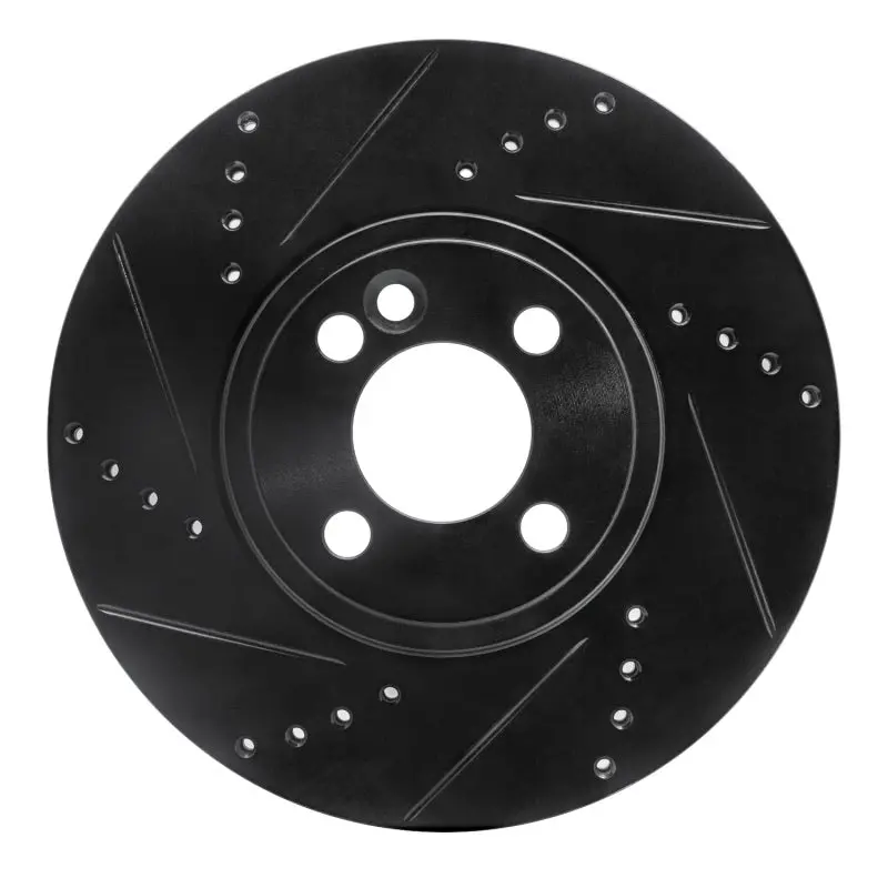 R1 07-15 Mini Cooper (Excl Clubman) Front Left Drilled & Slotted Black Brake Rotor 1