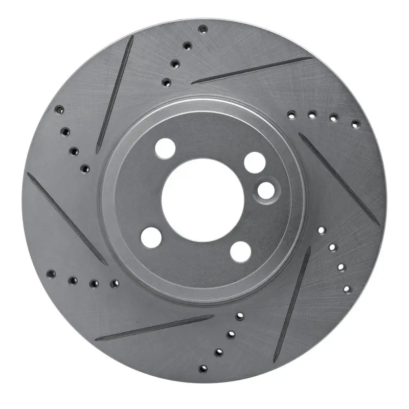 R1 07-15 Mini Cooper (Excl Clubman) Front Left Drilled & Slotted Silver Brake Rotor 1