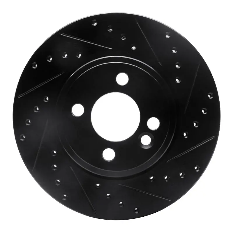 R1 07-15 Mini Cooper (Excl Clubman) Front Right Drilled & Slotted Black Brake Rotor 1