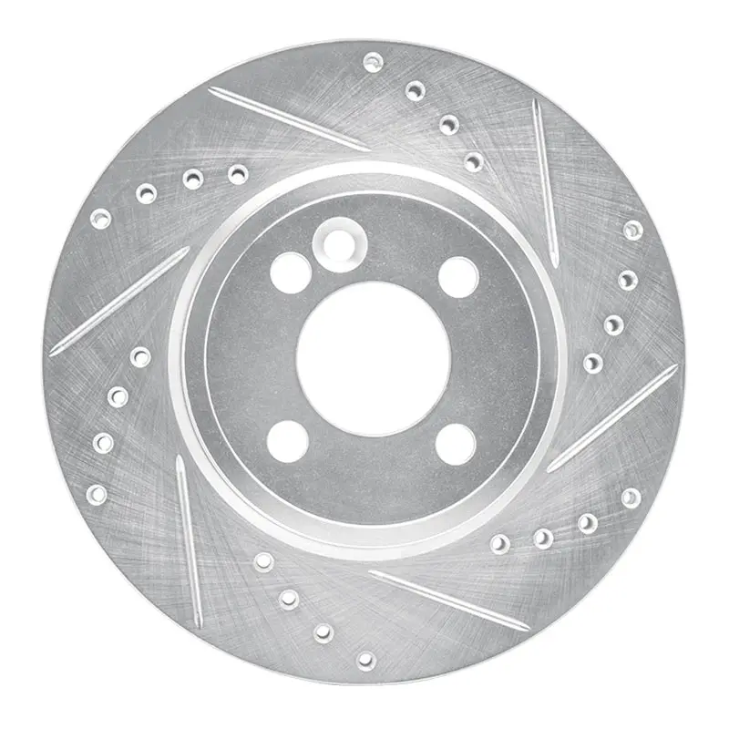 R1 07-15 Mini Cooper (Excl Clubman) Front Right Drilled & Slotted Silver Brake Rotor 1