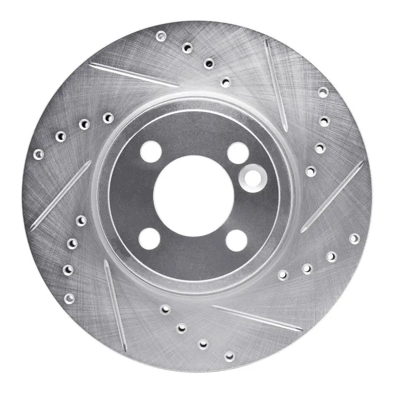 R1 07-15 Mini Cooper (Excl Clubman) Front Right Drilled & Slotted Silver Brake Rotor 1