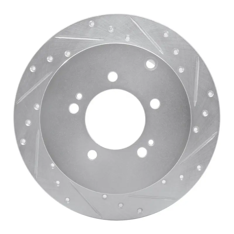 R1 07-15 Mitsubishi Lancer Rear Right Drilled & Slotted Silver Brake Rotor 1
