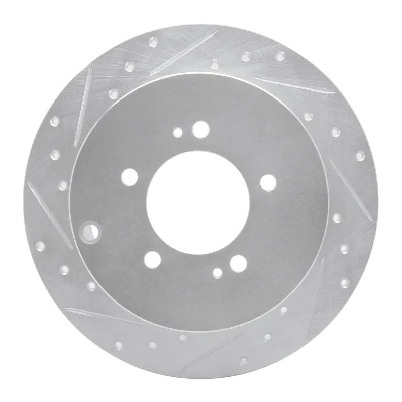 R1 07-15 Mitsubishi Outlander Rear Left Drilled & Slotted Silver Brake Rotor 1