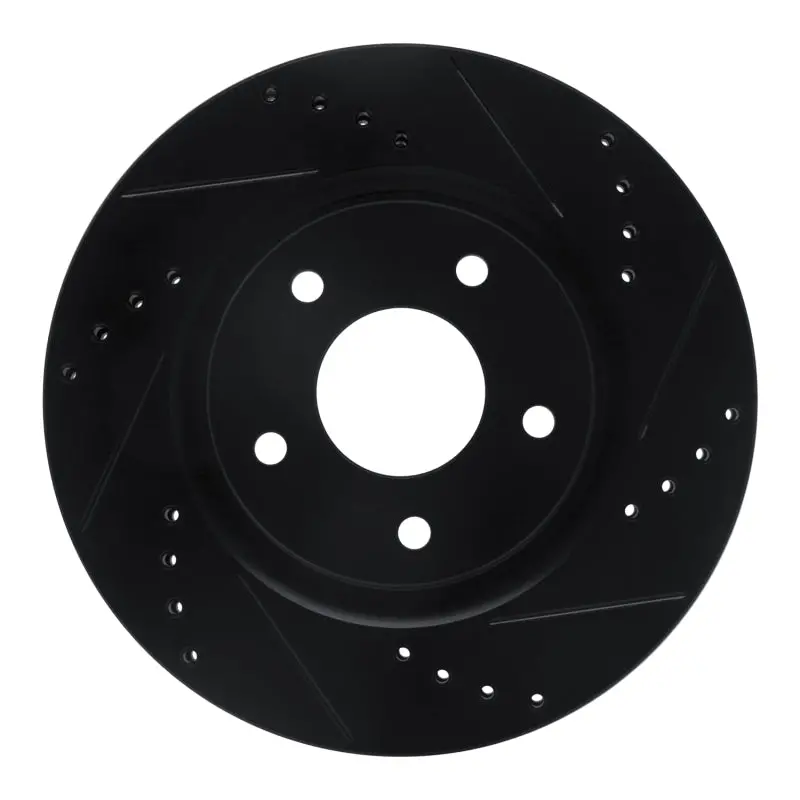 R1 07-15 Nissan Rogue Front Right Drilled & Slotted Black Brake Rotor 1