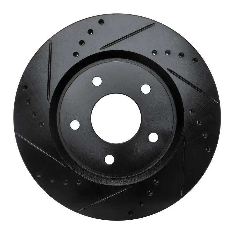 R1 07-15 Nissan Sentra Front Left Drilled & Slotted Black Brake Rotor 1