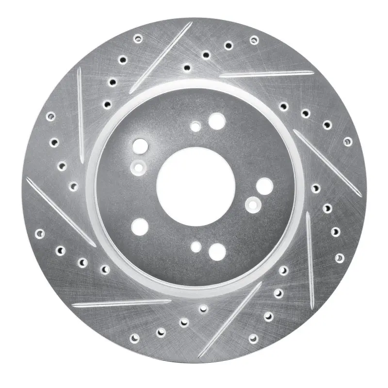 R1 07-16 Acura Rdx Front Left Drilled & Slotted Silver Brake Rotor 1