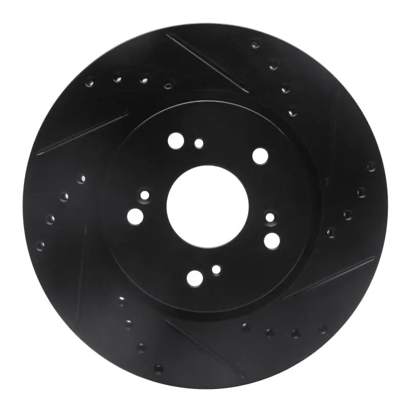 R1 07-16 Acura Rdx Front Right Drilled & Slotted Black Brake Rotor 1