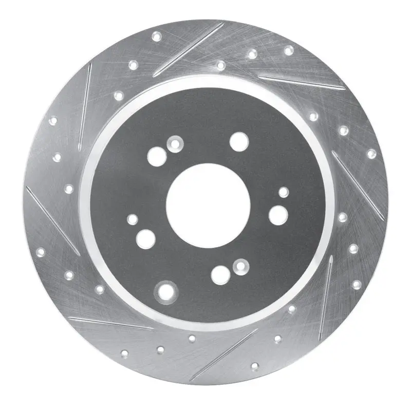 R1 07-17 Acura Mdx Rear Left Drilled & Slotted Silver Brake Rotor 1