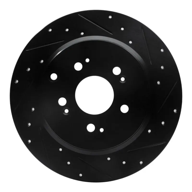 R1 07-17 Acura Mdx Rear Right Drilled & Slotted Black Brake Rotor 1