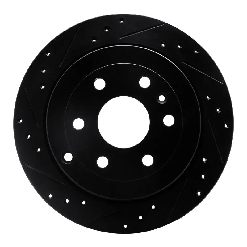 R1 07-17 Buick Enclave Rear Left Drilled & Slotted Black Brake Rotor 1
