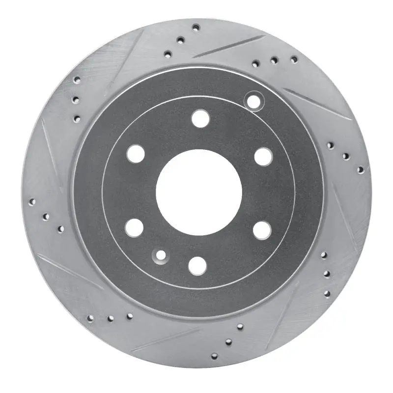 R1 07-17 Buick Enclave Rear Left Drilled & Slotted Silver Brake Rotor 1