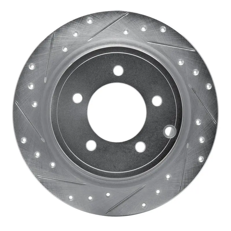 R1 07-17 Chrysler 200 Rear Left Drilled & Slotted Silver Brake Rotor 1