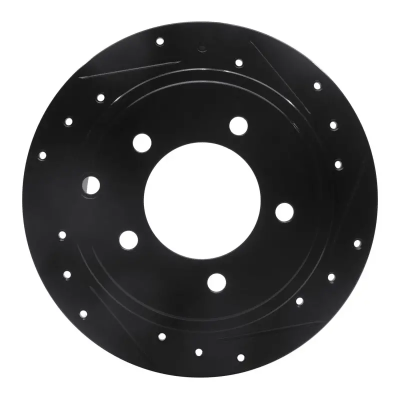 R1 07-17 Chrysler 200 Rear Right Drilled & Slotted Black Brake Rotor 1