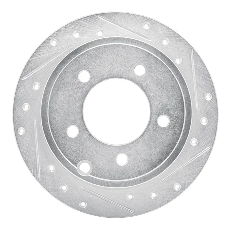 R1 07-17 Chrysler 200 Rear Right Drilled & Slotted Silver Brake Rotor 1