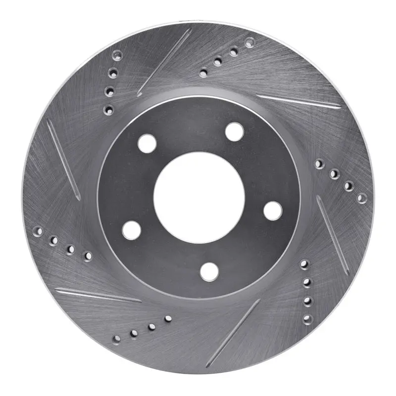 R1 07-17 Dodge Caliber Front Left Drilled & Slotted Silver Brake Rotor 1
