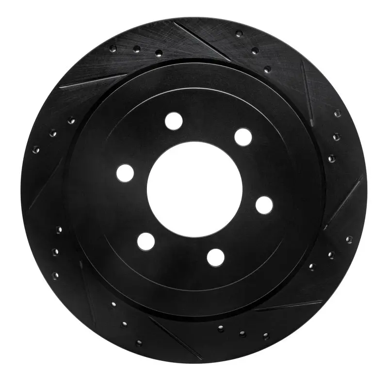 R1 07-17 Ford Expedition Rear Right Drilled & Slotted Black Brake Rotor 1