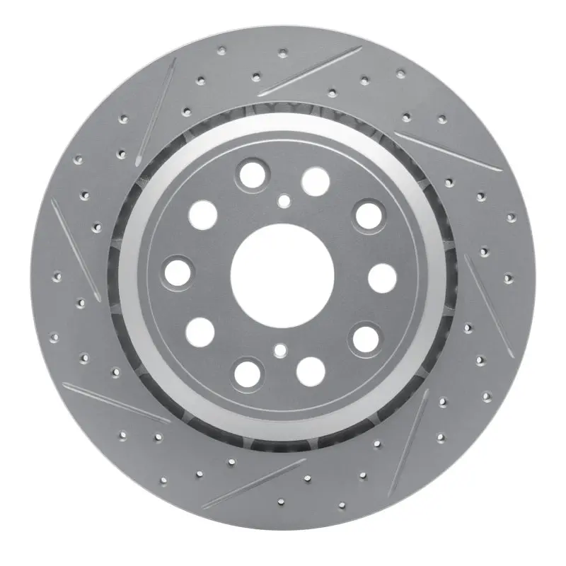 R1 07-17 Lexus Ls460 Rear Left Drilled & Slotted Geo-Carbon Rotor 1