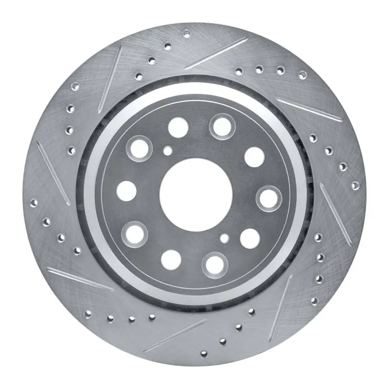 R1 07-17 Lexus Ls460 Rear Left Drilled & Slotted Silver Brake Rotor 1