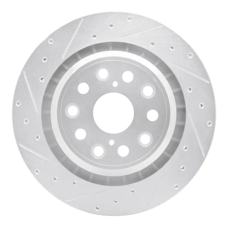 R1 07-17 Lexus Ls600h Left Rear Drilled & Slotted Silver Brake Rotor 1