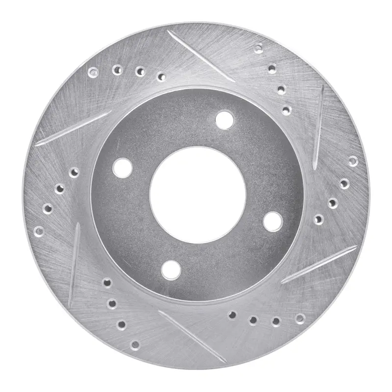 R1 07-17 Nissan Tiida (Mexico) Front Right Drilled & Slotted Silver Brake Rotor 1