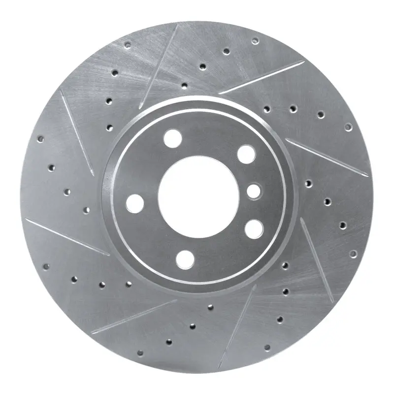R1 07-18 Bmw X5 Front Left Drilled & Slotted Silver Brake Rotor 1