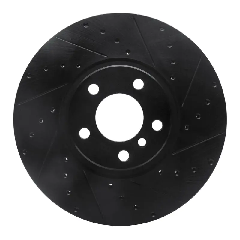 R1 07-18 Bmw X6 Front Right Drilled & Slotted Black Brake Rotor 1